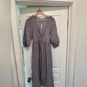 Madewell floral 3/4 puff sleeve dress